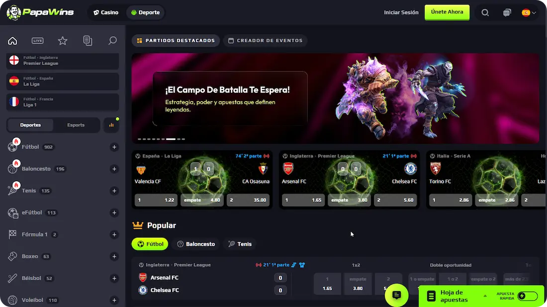 PapaWins Casino Apuestas Deportivas