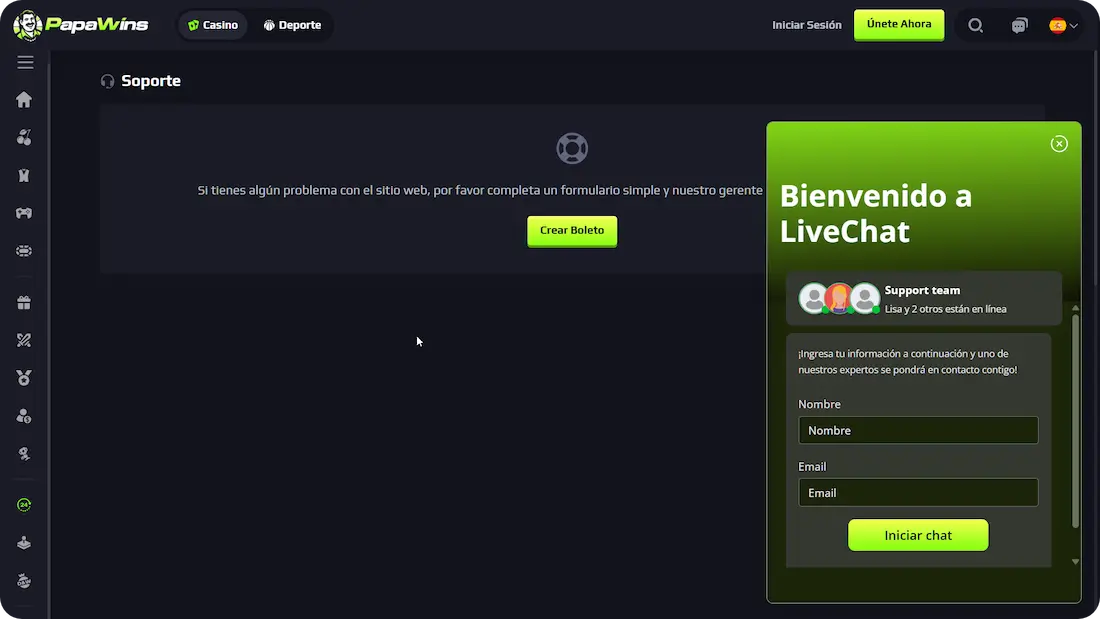 PapaWins Casino Soporte
