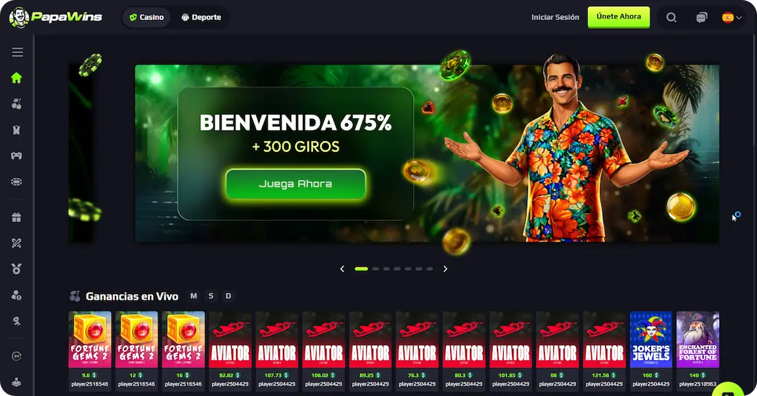 PapaWins Casino Sitio Web